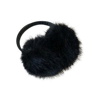 Universal Thread Faux Fur Fuzzy Earmuff Black Faux Leather One Size